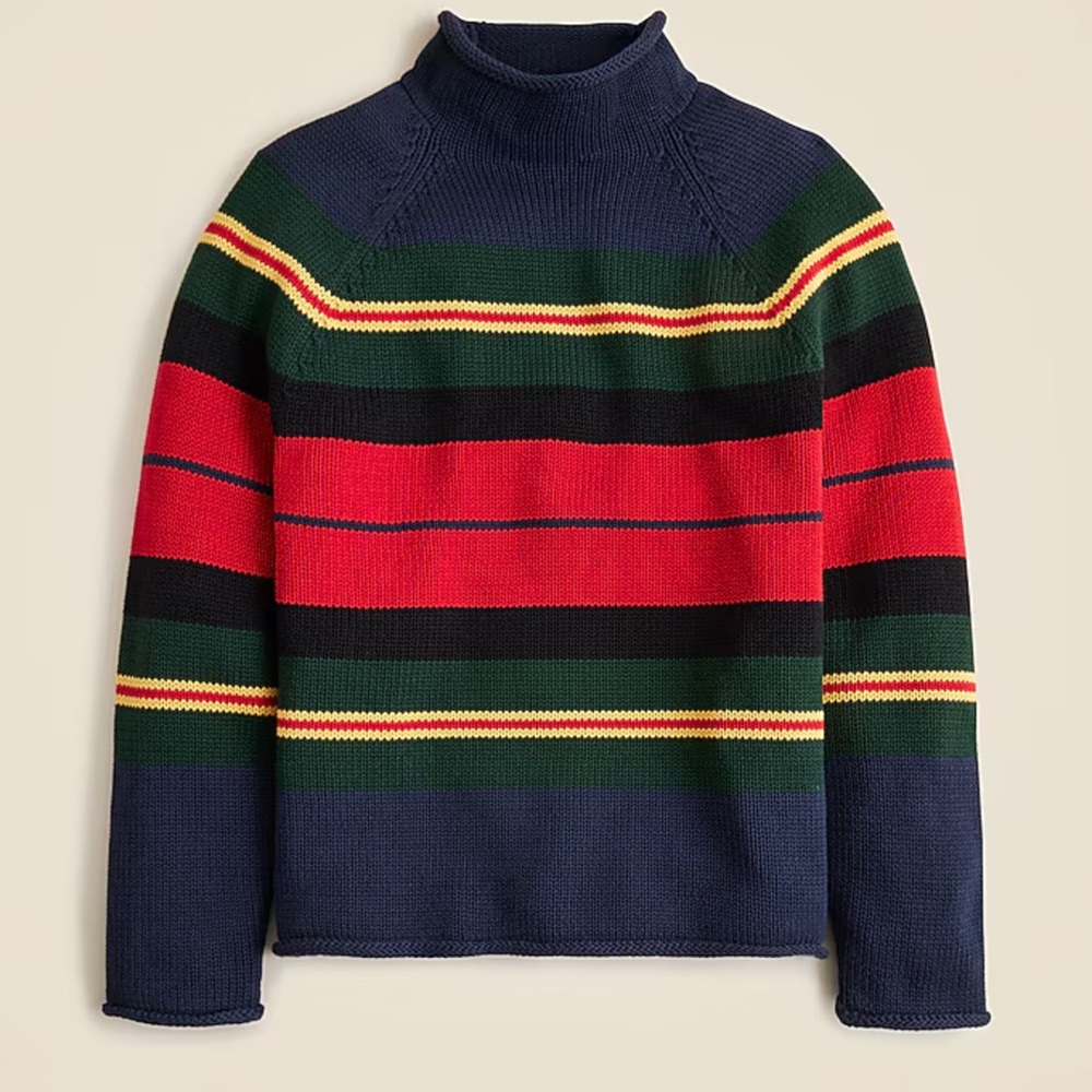 1988 Rollneck™ sweater in cotton rugby stripe